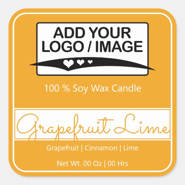 Modern Square Border Simple Orange Yellow Logo  Square Sticker (Front)