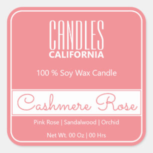 Modern Square Border Simple Pink Blush Candles Sticker
