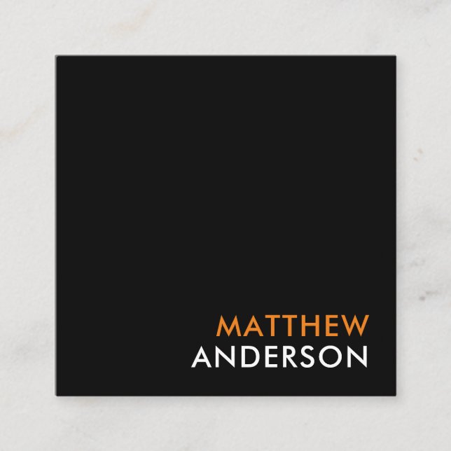 Modern, square business cards - black and white (Front)