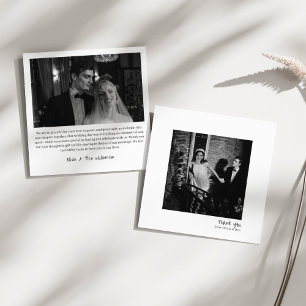 Modern Square Minimalist White Handwritten Wedding Thank You Card
