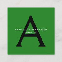 Modern Square Monogram Trendy Forest Green Black