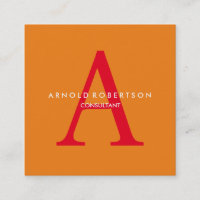 Modern Square Monogram Trendy Orange Red