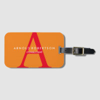 Modern Square Monogram Trendy Orange Red