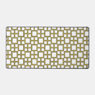 Modern Square Pattern Gold  Desk Mat