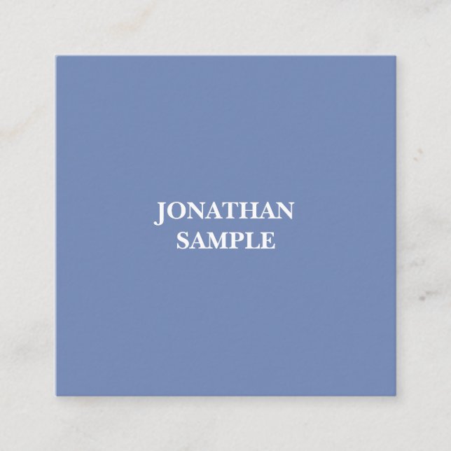 Modern Square Professional Elegant Simple Blue Square Business Card (Front)