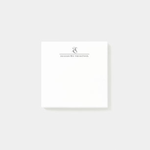Modern Square Stylish Monogram Name Post-it Notes