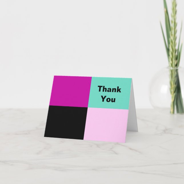 Modern Squares Abstract Geometric Thank You Note Card (Front)
