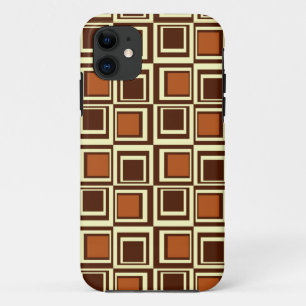 Modern squares, caramel and chocolate brown iPhone 11 case