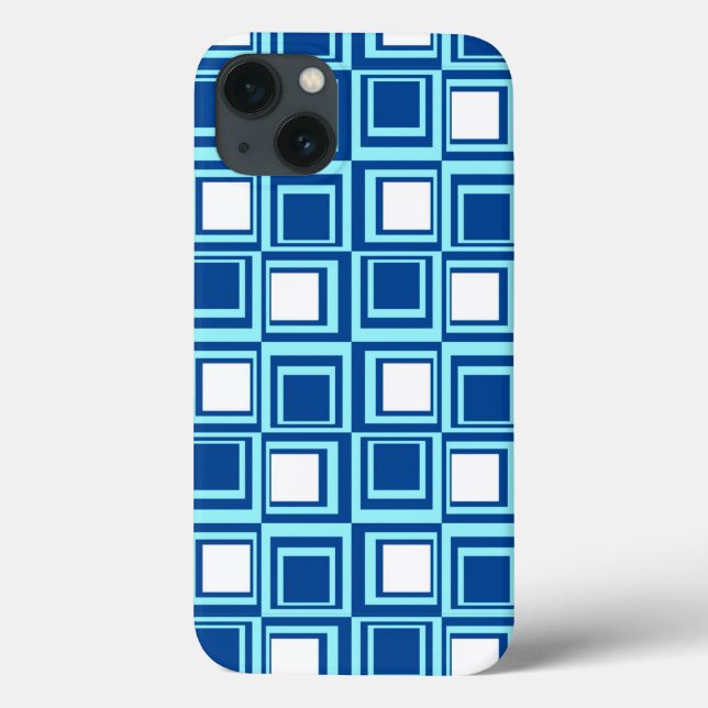 Modern squares, light and dark indigo with white Case-Mate iPhone case (Back)