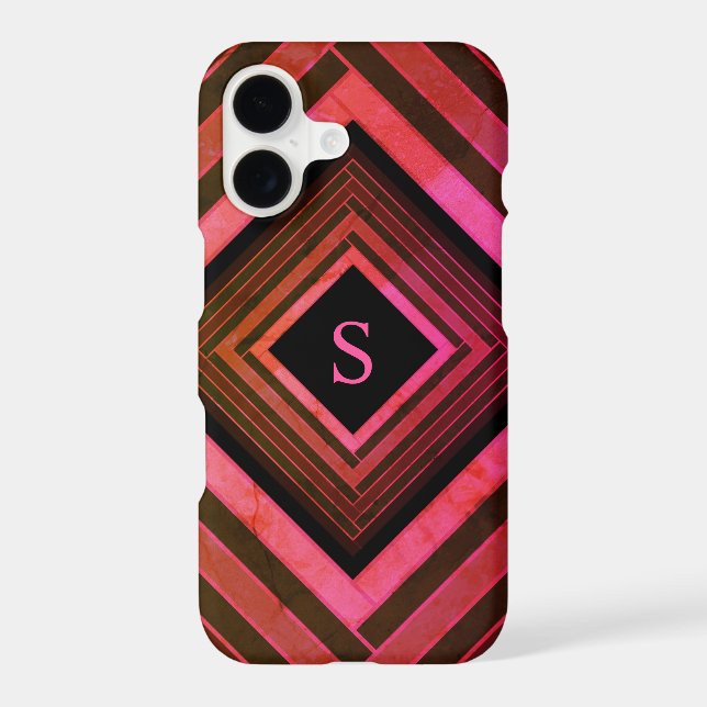 Modern Squares Rustic Pink Geometric Monogram (Back)