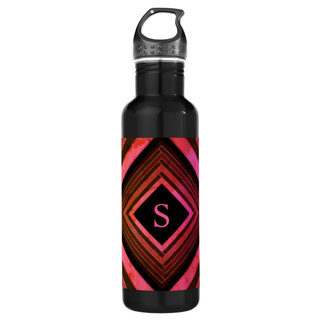 Modern Squares Rustic Pink Geometric Monogram 710 Ml Water Bottle (Front)