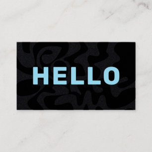 Modern Squiggle Hello Black Light Blue Business Card