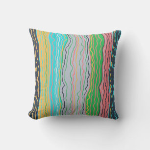 Modern Squiggles 16 x 16 Outdoor Throw Pillow
