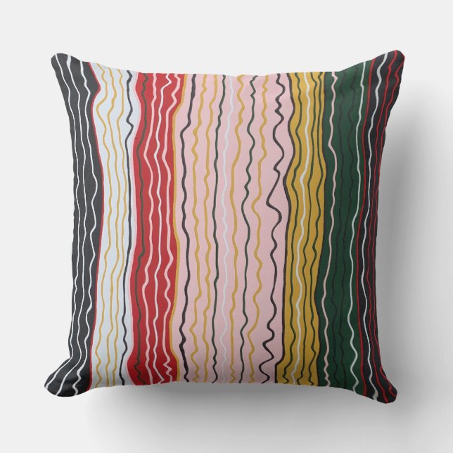 Modern Squiggles 2 20 x 20 Cotton Throw Pillow (Front)
