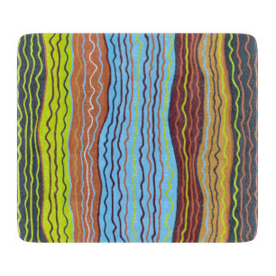Modern Squiggles 4 6 x 7 Deco Glass Cutting Board