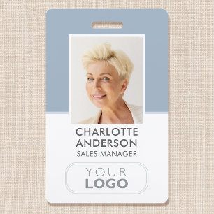 Modern Staff ID Name Logo Business Dusty Blue Badge