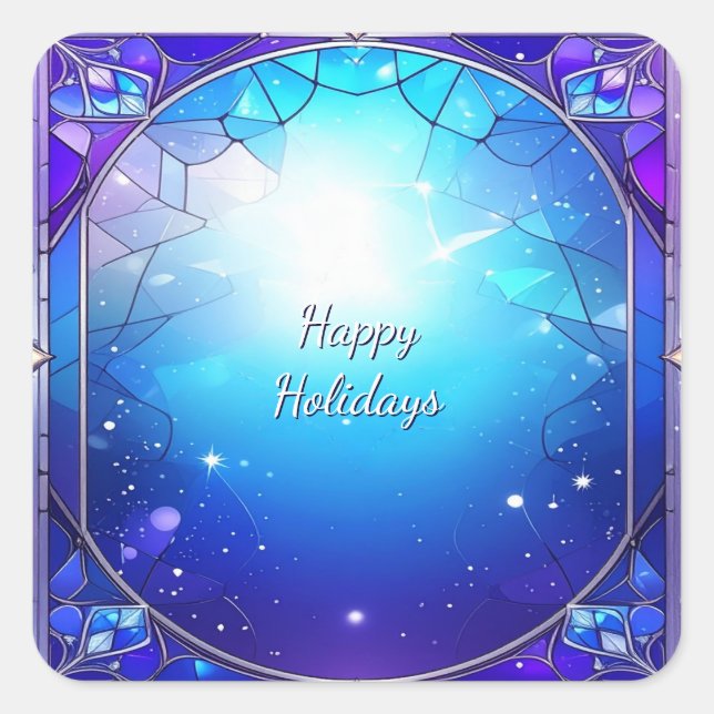 Modern Stained Glass Frame Holiday Sticker (Front)