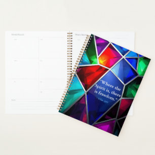 Modern Stained Glass Geometric Faith Journal Planner