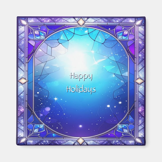 Modern Stained Glass Holiday Magnet (Front)