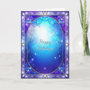 Modern Stained Glass Pattern Frame Holiday Card