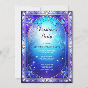 Modern Stained Glass Pattern Frame Holiday Party Invitation