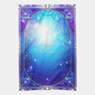 Modern Stained Glass Pattern Holiday Kitchen Towel
