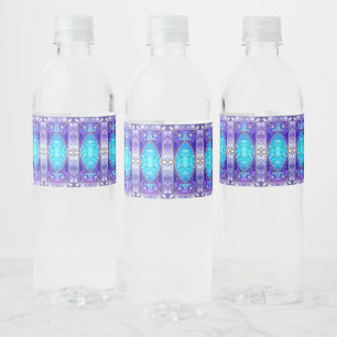 Modern Stained Glass Pattern Water Bottle Label