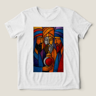 Modern Stained Glass Three Wise Men in English Tri-Blend Shirt