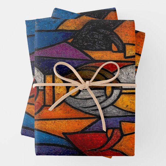 Modern Stained Glass Three Wise Men Wrapping Paper Sheet (In situ)