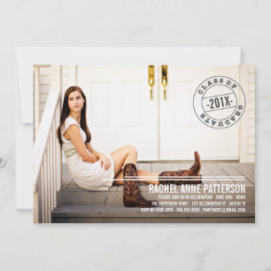 Modern Stamp Photo Graduation Party Announcement