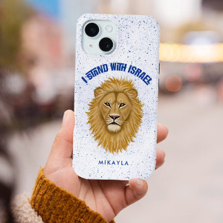 Modern Stand With Israel . Lion of Judah | Name iPhone 15 Case