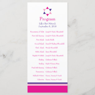 Modern Star Bat Mitzvah Program Programme