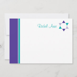 Modern Star Bat Mitzvah Thank You Card