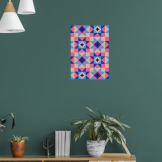 Modern Star Block Quilt Poster