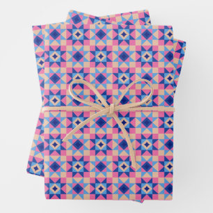 Modern Star Block Quilt Wrapping Paper Sheet
