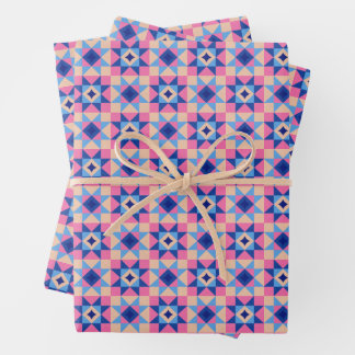 Modern Star Block Quilt Wrapping Paper Sheet