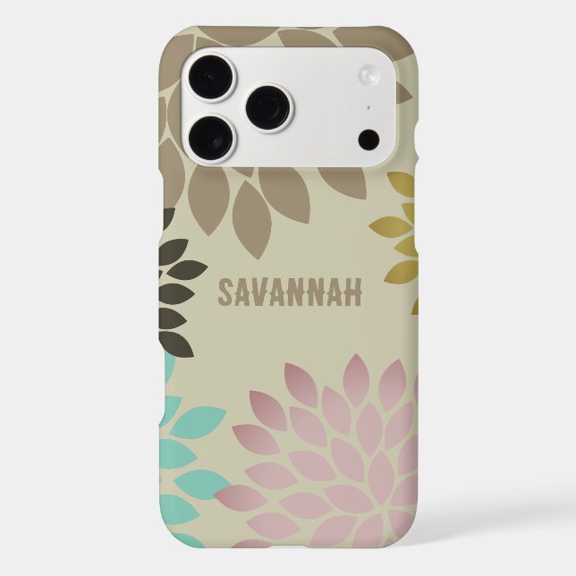 Modern Star Burst Flower Personalised iPhone Case (Back)