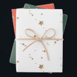 Modern Star Cherry Green White Christmas Happy Wrapping Paper Sheet<br><div class="desc">Spread holiday cheer with this festive on trend minimalist starry wrapping paper. A really simple but elegant,  unique wrapping paper that will be sure to spread holiday joy!</div>