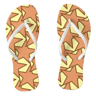 Modern Star Geometric - caramel and yellow Jandals