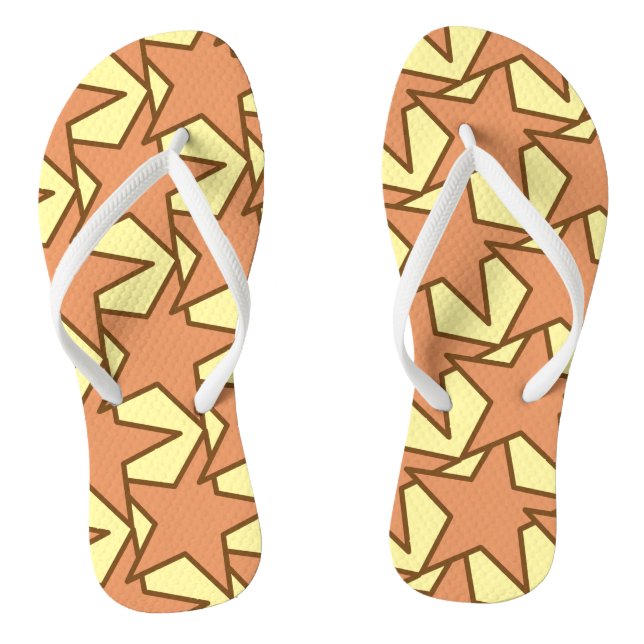 Modern Star Geometric - caramel and yellow Jandals (Footbed)