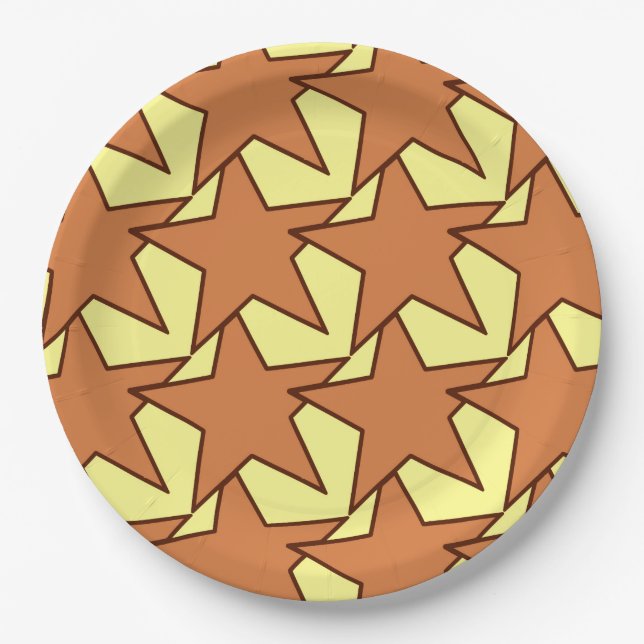 Modern Star Geometric - caramel and yellow Paper Plate (Front)