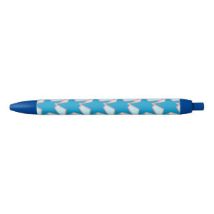 Modern Star Geometric - cerulean and sky blue Black Ink Pen