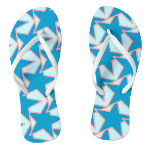 Modern Star Geometric - cerulean and sky blue Jandals