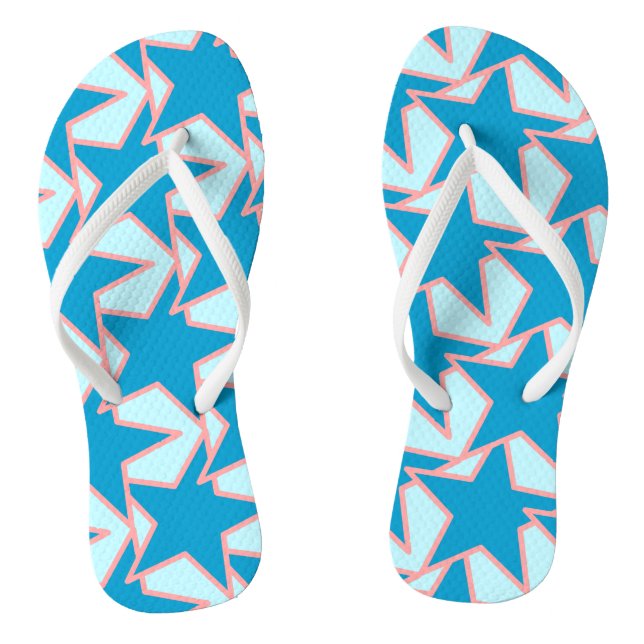 Modern Star Geometric - cerulean and sky blue Jandals (Footbed)