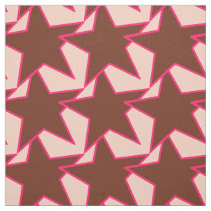 Modern Star Geometric - chocolate and peach Fabric