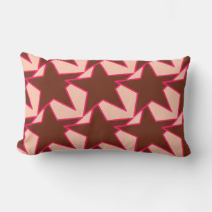 Modern Star Geometric - chocolate and peach Lumbar Cushion