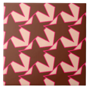 Modern Star Geometric - chocolate and peach Tile