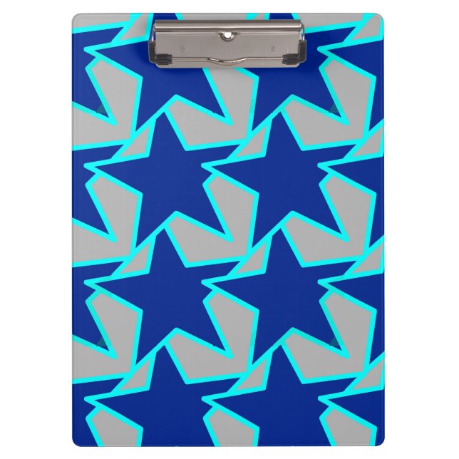 Modern Star Geometric - cobalt blue and  grey Clipboard (Front)