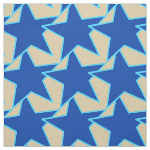 Modern Star Geometric - cobalt blue and taupe Fabric