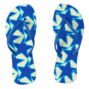 Modern Star Geometric - cobalt blue and taupe Jandals